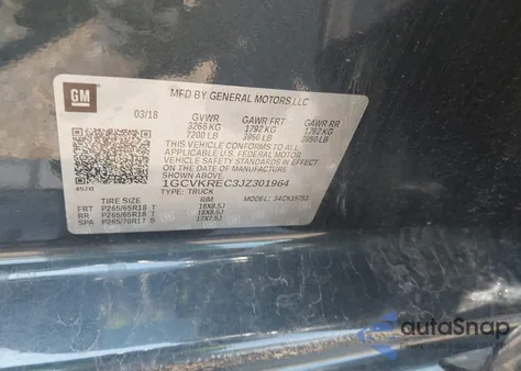 2018 Chevrolet Silverado K1500 Lt z USA, uszkodzony, nr VIN 1GCVKREC3JZ301964